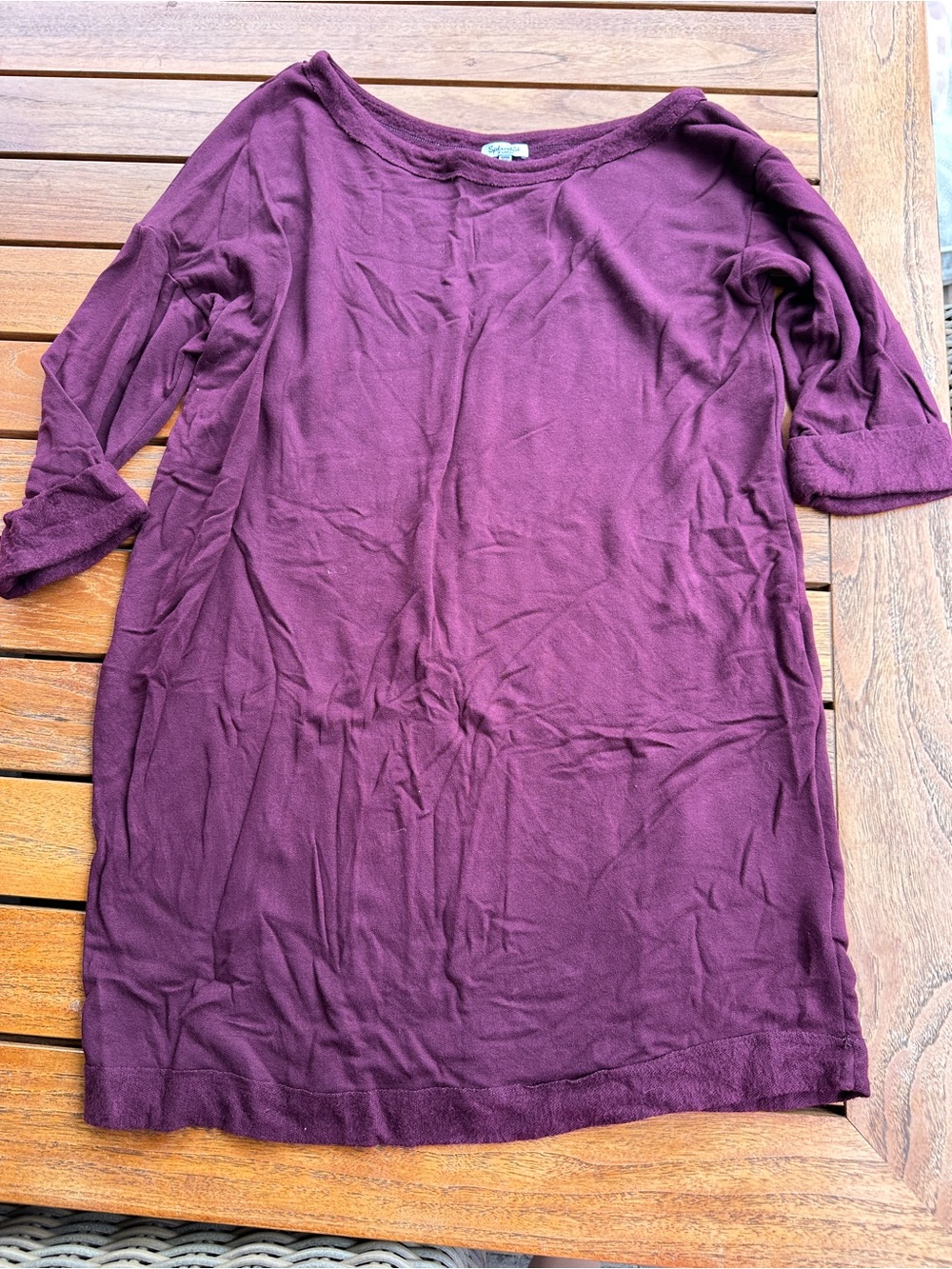 Splendid Cranberry Long Sleeve Fleece Shift Dress